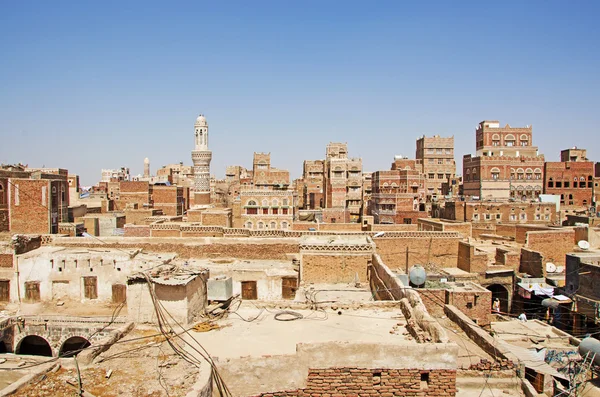 The Old City of Sana\'a, decorated houses, palaces, minarets, roofs and mosques, Yemen