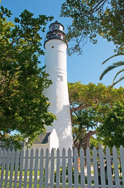 Key West Lighthouse, white fence, view, Keys, Cayo Hueso, Monroe County, island, Florida