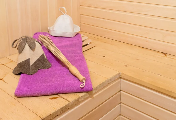 Sauna accessories in steam room