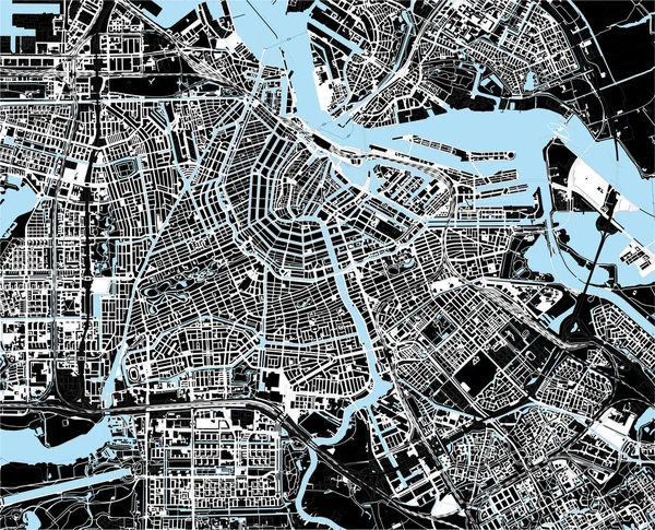 Black and white amsterdam city map