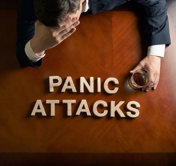 Phrase Panic Attacks and devastated man composition