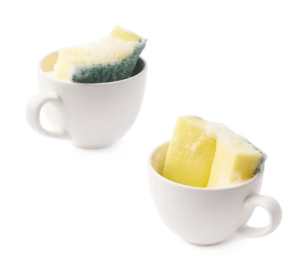 White cup with sponge inside