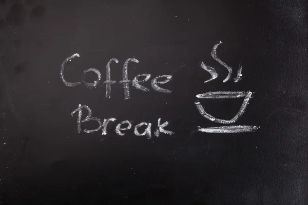 Chalked coffee break words on blackboard
