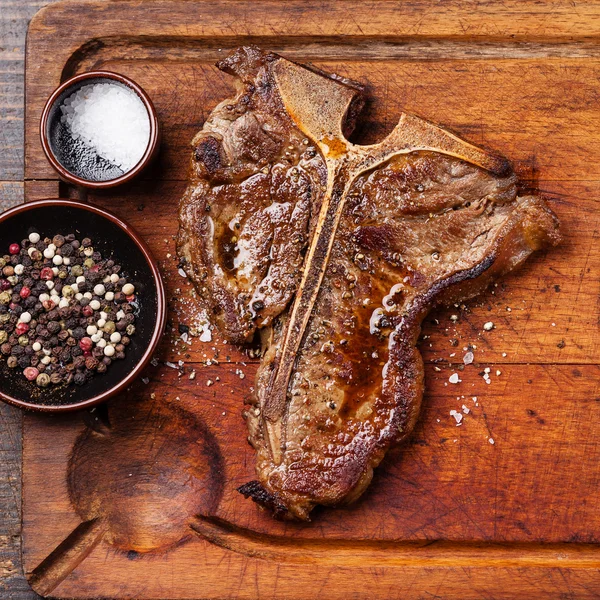 Grilled T-Bone Steak with salt and pepper