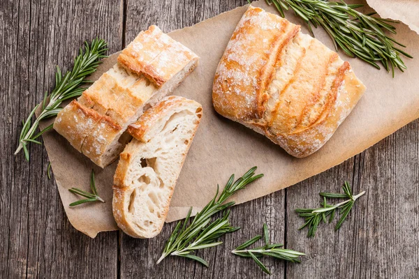 Sliced bread Ciabatta and rosemary