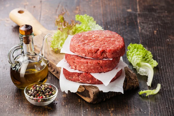 Raw Ground beef meat Burger steak cutlets