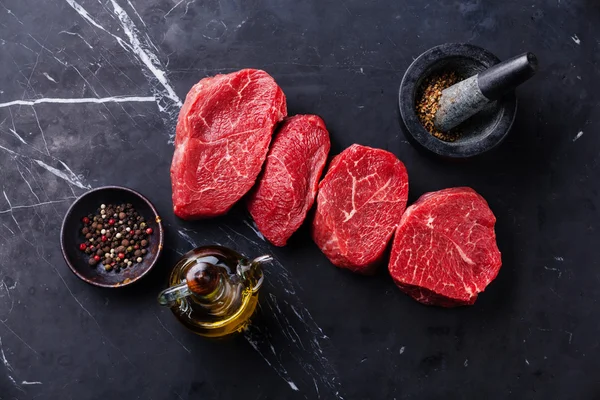 Raw marbled meat Steaks and seasonings