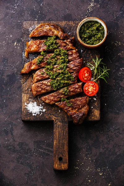 Sirloin steak with chimichurri sauce