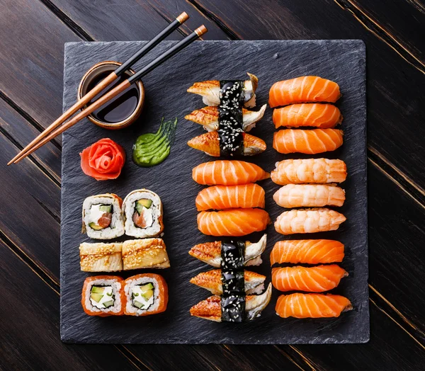 Sushi Set on black stone slate