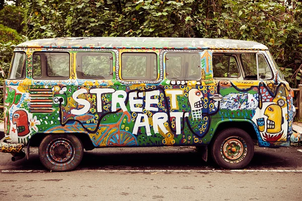 Bali-NOVEMBER 1 :Graffiti on the bus at island ,Indonesia 2015. Ubud is an art city