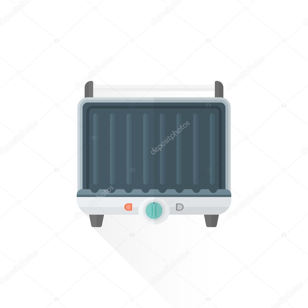 Vector platt stil metall vita kök elektrisk grill illustratio ...