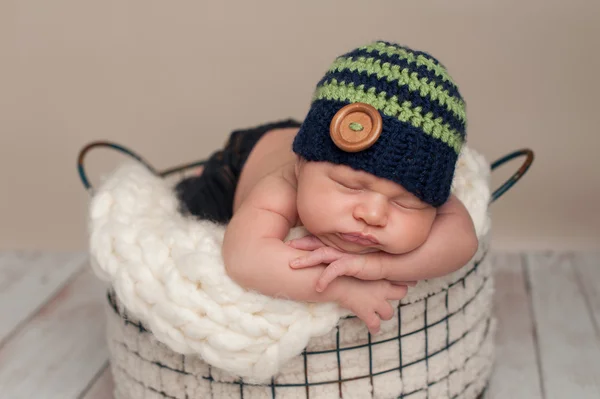 Newborn Baby Boy in Beanie Cap