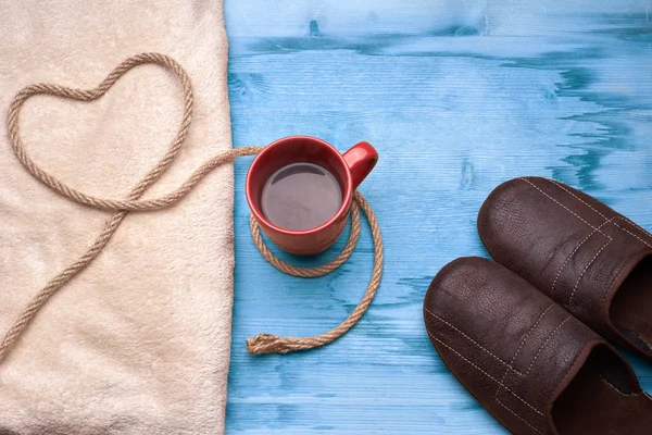 A cup of coffee on the wooden table