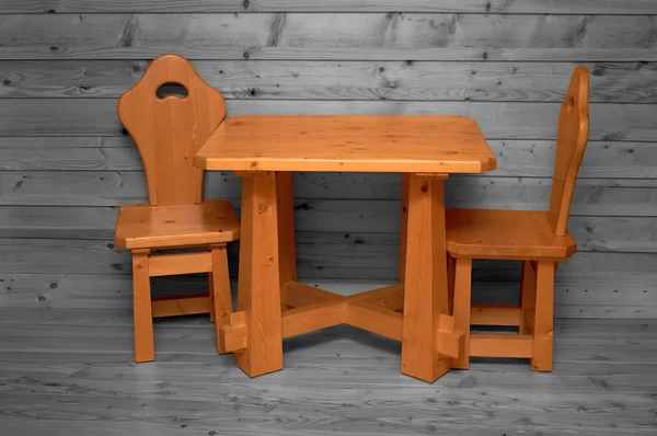 Simple wooden chair in wooden room