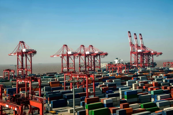 Shanghai Yangshan Deepwater economic FTA container terminal cranes crane towers