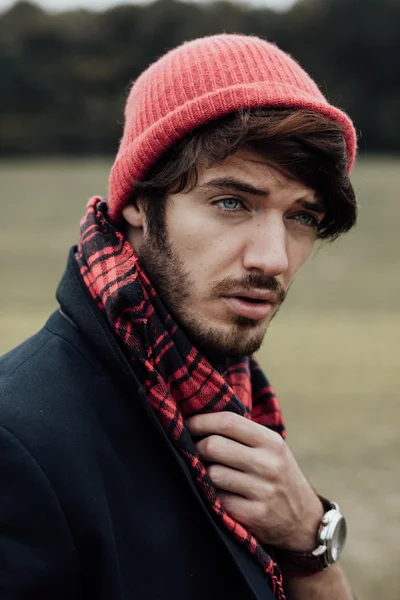 Cool boy on country road