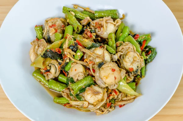 Stir Fried herbal vegetables with scallops