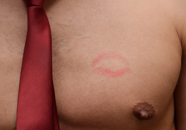 Man chest and red tie