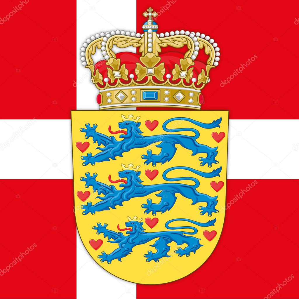 Denmark coat of arms and flag — Stock Vector © frizio 92088798