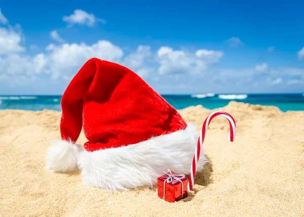 Tropical beach Christmas and New Year background