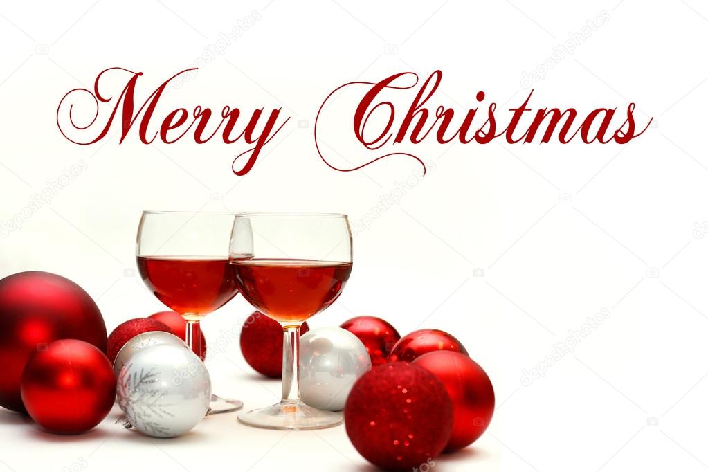 Décorations de Noël et le vin rouges avec joyeux Noël tex