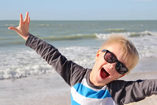 Super Happy Little Boy on Beach