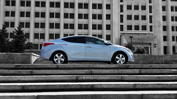 Blue korean car on the stair