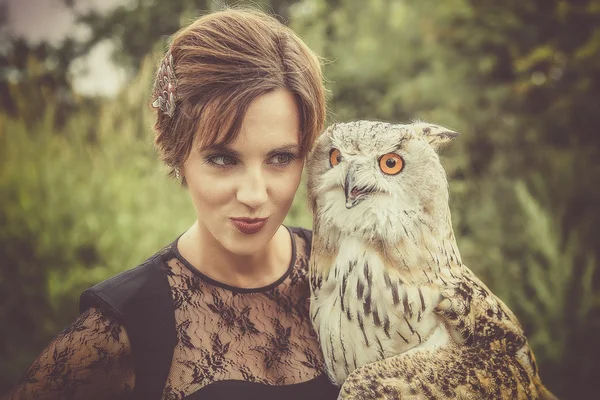 The lady with the eagle owl