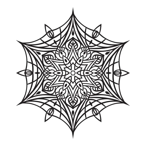Hand-drawn doodles snowflake. Zentangle mandala style.