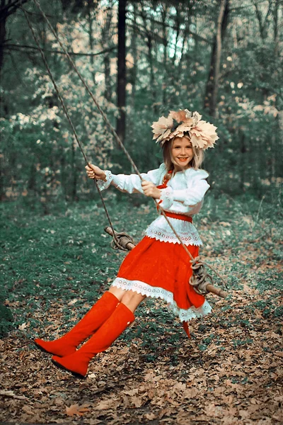 Beautiful woman in Russian dress