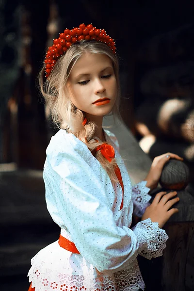 Beautiful woman in Russian dress