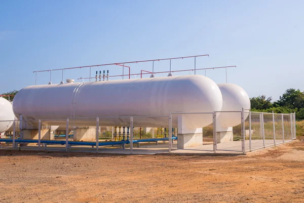 Natural Gas storage tanks in industrial plant.