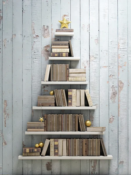 Bookshelf shaped christmas tree, background