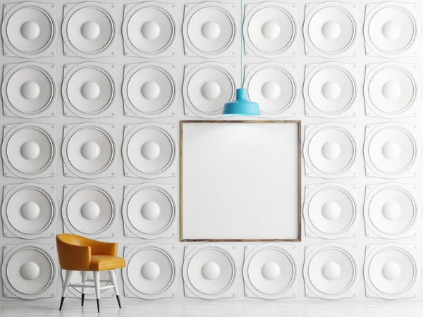 Wall of speakers with mock up poster, 3d illustration