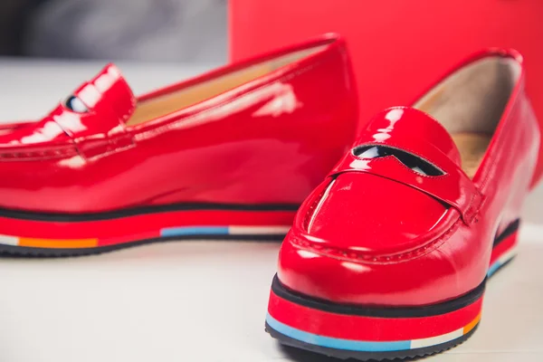 Red shoes, stylish patent leather shoes