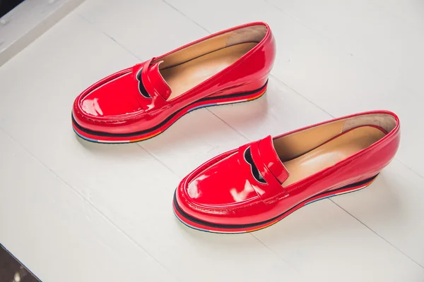 Red shoes, stylish patent leather shoes