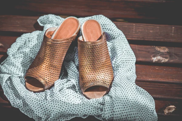 Female golden slippers, vintage advertising photos