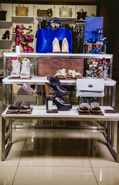 Shoes on the store shelf, showcase women\'s store