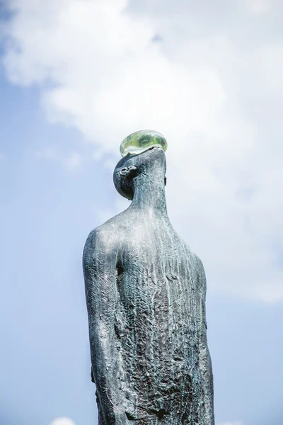 Sculpture Human rain in Kiev landscape alley