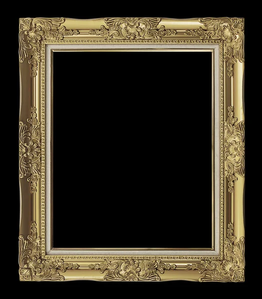 Antique golden frame isolated on black background, clipping path