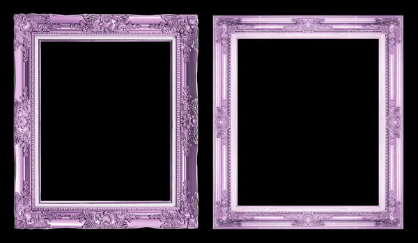 Collection 2 antique purple frame isolated on black background,