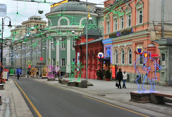 View of renovated pedestrian street in centre of Moscow