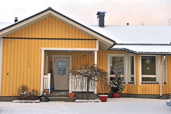Facade of a typical scandinavian house in Finland
