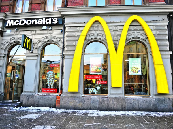 Facade of McDonald\'s restaurant in Helsinki