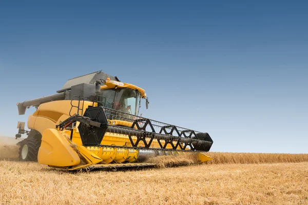 Modern combine harvester in action.