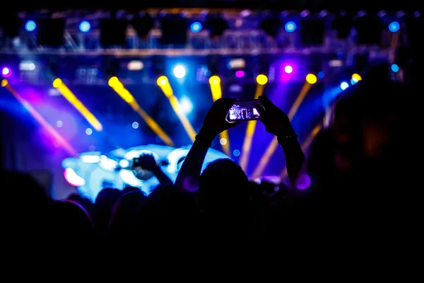 People makes photo with His smartphone on concerts