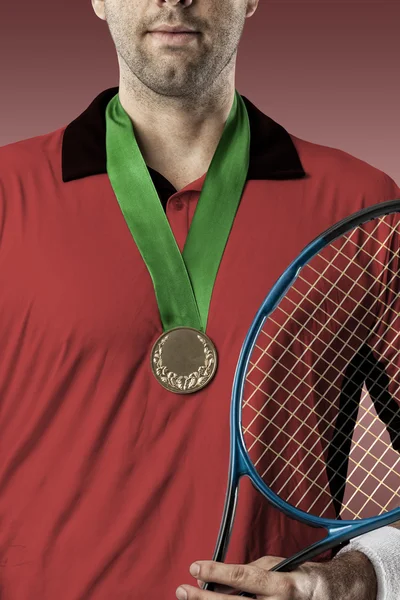 Tennis player with a red shirt.