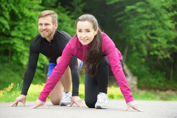 Couple in starting position