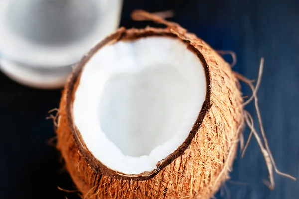 Close up of a coconut with milk