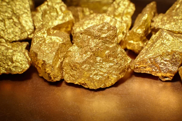 Closeup of big gold nuggets
